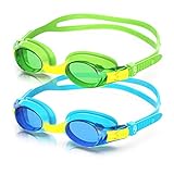Kids Swim Goggles Pack of 2 Swimming Glasses for Children 3 to 15 Years Old Waterproof Anti-Fog Goggles with UV Protection and Earplugs Ppysports 