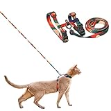 Greadped Cat Harness and Leash Set,Escape Proof Kitten Vest Harness with Collars for Walking,Reflective Strap Night Safe Pet Harness with Bells,Easy Control for Small Large Kitten,Fit for Puppy,Rabbit 