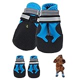 Orangelight Dog Boots,Dog Outdoor Waterproof Shoes for Medium to Large Dogs with Reflective Velcro Rugged Anti-Slip Sole Black 4PCS 