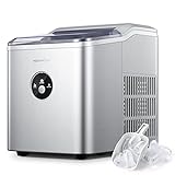 Homesailing EU Ice Maker Machine for Home Office Small Ice Cube Maker Portable Counter Top Electric Silent Ice Machine with Removable Basket and Scoop Black 