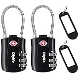 Safe Padlock for Gym Baggage with Alloy Body Black Cable Travel Lock Red School ZHENGE Luggage Locks 4 Pack Sliver and Black TSA Approved Luggage Locks Suitcases 