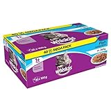 Whiskas 1+ Years Complete & Balanced Cat Pouches Fish Selection in Jelly, 40