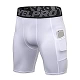 M AMZSPORT Mens Compression Shorts Cool Dry Sports Tights Training Short Pants Grey 