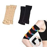 Black 1 Pair 680D Compression Arm Shaper Workout Toning Burn Cellulite Slimming Arms Sleeves Fat Burning Short Sleeves for Women Panda 