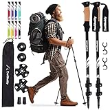 Telescopic and Adjustable Trekking Poles up to 135 cm Extremely Robust & Lightweight 8 Rubber Buffer Bag Nordic Walking Poles Natural Cork Handle Hiking Poles Anti-Shock Cushioning 