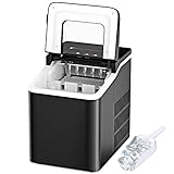 Compact Ice Maker Machine for Home/Bar/Office/Party 9 Bullet Cubes Ready in 9 Mins 26 lbs in 24 Hours Portable Electric Ice Cube Maker Machine with Ice Scoop/Basket HEYNEMO Countertop Ice Maker 