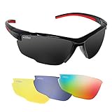 AOKNES Polarized Sports Cycling Glasses Goggles for Men Women with 3 Interchangeable Lenses 