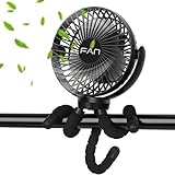 Black PRAVETTE USB Stroller Fan Clip on,Flexible Bendable Mini Personal Desk Electric Fans with 2000mAh Rechargeable Battery Operated for Office,Carseat,Bedside,Camping,Travel 