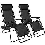 Garden Patio Folding Chairs With Cup And Phone Holder Abaseen Sun Lounger Recliner Zero Gravity Chair
