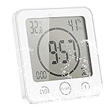 FORNORM Shower Clock Waterproof Digital Clock Timer with Alarm Temperature Humidity Display/Countdown Timer-Black