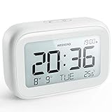 Jcobay Alarm Clocks Battery Operated Non Ticking Bedside Clocks Bedroom Accessories Silent Clock Simple to Set Analogue Clocks with Light Large Display for Heavy Sleepers Home Office 