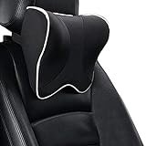 DSstyles 2 Pieces PU Leather Neck Pillow for Car Seat Headrest Cushion 28x18cm 
