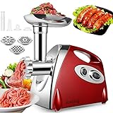Home Use Meat Mincer Silver Electric Meat Grinder Stainless Steel Blade Cutting Discs Easier To Use cheffano ALTRA Meat Processor with Sausage Maker Kubbe Attachment 