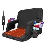 USB Heated Camping Chair Arm Support LILYPELLE Heated Stadium Seats for Bleachers with Back Support and 2 Hooks 4 Storage Pockets – Bleacher Chairs with 3 Level Heating 