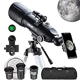 70mm Refractor Telescope with Phone Adapter/Tripod/Finder Scope 70mm Aperture 300mm AZ Adjustable Portable Travel Telescopes with Backpack WZZZ-MM Professional Telescopes for Adults Astronomy 