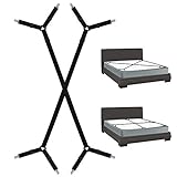 Anyasen 12 Pieces Fitted Sheet Straps Sheet Straps Suspenders Adjustable Bed Sheet Fasteners with Metal Clips Elastic Grippers 8xBlack+4xWhite 