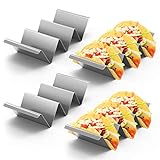2PCS Premium Stainless Steel Wave Shape Stand Rack for Hard and Soft Tacos Anti-slip 4 Compartments Hot Dog Bread Containers for Restaurant Home Kitchen Office Gathering AYNEFY Taco Holder Set 