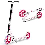 COSTWAY Folding Kick Scooter, 2 Flash Wheels Scooter with 3-Level Adjustable Handlebar, Rear