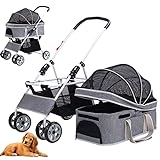 Pet Stroller Dog Stroller Cat Stroller for Small Medium Dogs and Cats,Folding Dog Stroller Carrier Strolling Cart,4 Wheel/3 Wheel Travel Jogger,Posh Waterproof Portable Stroller with Cup Holders 