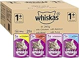 Whiskas Wet food pouches, delicious and tasty mixed selection in jelly, suitable