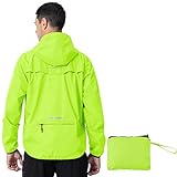 YSENTO Mens Lightweight Waterproof Jackets Packaway Rain Coats Outdoor Hiking Walking Cycling Jackets Hooded 